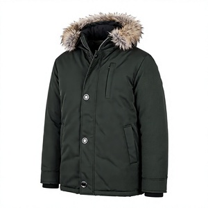<b>Men</b> Winter Puffer Jacket <b>Fur</b> Trim <b>Hooded</b> Down <b>Coat</b> Button Front Regular Length Outdoor Parka with Pockets - Product Image 3