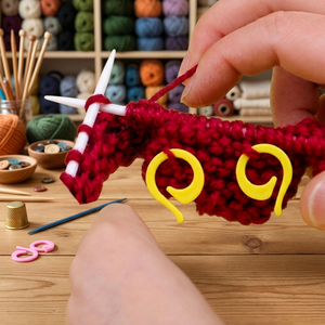 Anneaux marqueurs de points AA0095 |   Marqueurs de mailles pour tricot, anneaux en plastique jaunes de forme circulaire avec queue, pour projets de tricot - Product Image 5