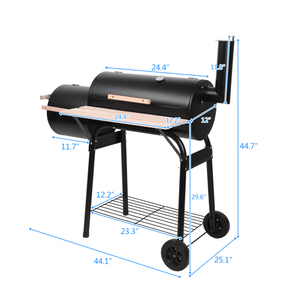 Parrilla Ahumadora de <span class=keywords><strong>Carbón</strong></span> Offset de Alta Resistencia con Caja de Fuego Lateral, Parrilla Ahumadora Portátil para Exteriores con <span class=keywords><strong>Ruedas</strong></span> y Termómetro - Product Image 2
