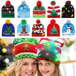 Dẫn giáng sinh mũ giáng sinh Áo len đan mũ với Mũ Beanie ánh sáng Xmas 2025 - Product Image 6