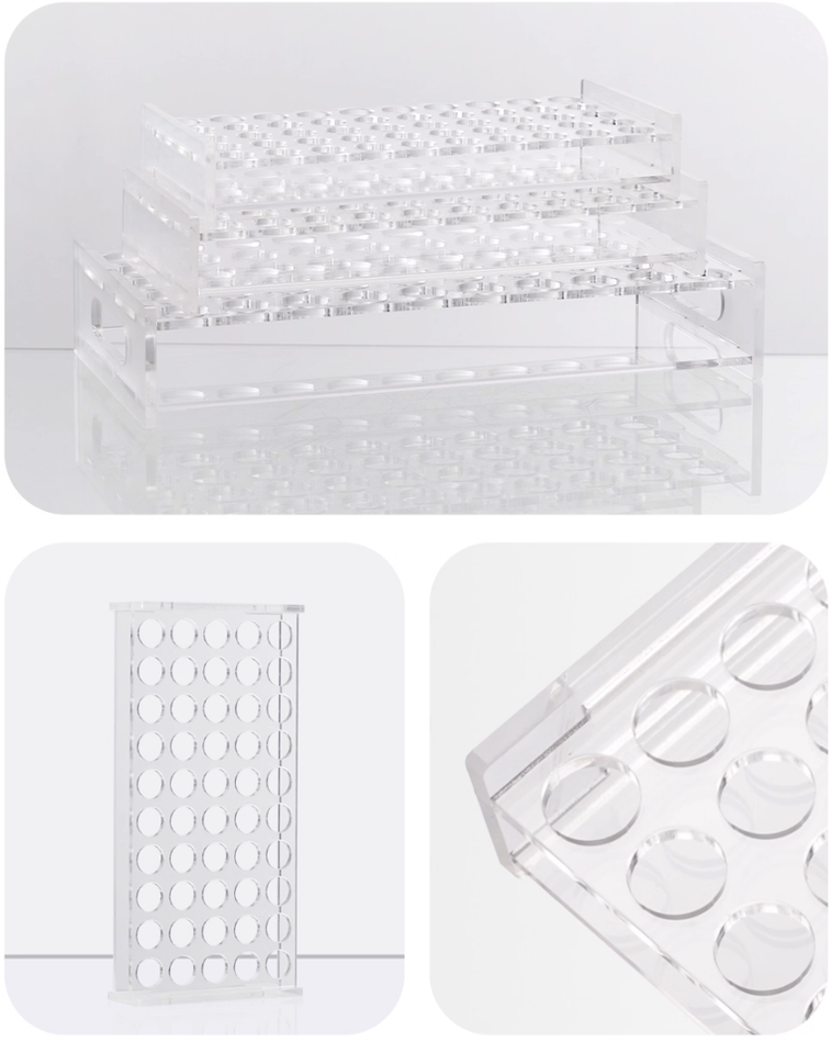 Plastic Sample Bottle Rack - 50-Hole Acrylic Organizer
