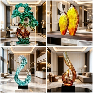 CP040 Moderna Scultura Astratta Antigraffio a Forma di Monumento, in Resina, con <span class=keywords><strong>Ali</strong></span> Verticali a Strisce Intrecciate, Ornamento da Tavolo per Villa - Product Image 5