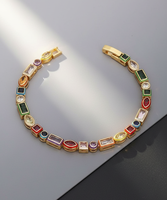 Z H Farbiges CZ Tennis-Armband Vergoldetes Messing Zirkon Trendiges Klassisches Geometrisches Unisex Modeschmuck Elegantes Statement-Accessoire