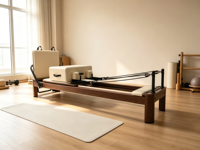 Lit de Pilates Reformer en aluminium robuste avec chariot à glissement fluide, ensemble complet d'accessoires pour studio et domicile