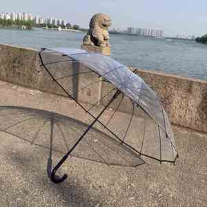 Hot Selling Custom Business Gifts 16-Rib Student Straight Handle Long Handle Transparent <b>Windproof</b> Rain <b>Umbrella</b> - Product Image 6
