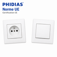 Prise murale EU 16A 86x86mm, interrupteur simple, panneau en laiton PC, garantie 2 ans, durable pour les projets électriques domestiques