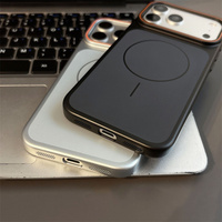 Coque de téléphone en PC rigide avec peinture métallique de luxe pour iPhone 17 Pro Max 17 16 15 14 13, antichoc, compatible avec la charge magnétique sans fil, finition mate
