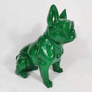 レジンクラフトモダンオフィス家の装飾金動物像赤黒色犬の彫刻 - Product Image 3
