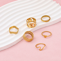 Joolim – bijoux en acier inoxydable plaqué or 18K, anneaux de mouette de mer ondulés pour femmes