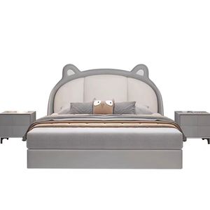 도매 귀여운 모던 어린이 침대 침실 가구 세트 싱글 트윈 더블 사이즈 가죽 곰 침대 - Product Image 5