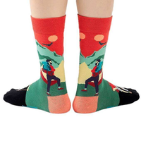 Chaussettes tubulaires en tricot écologiques pour jeunes avec logo personnalisé, imprimé dessin animé et logo sublimé sur le bord, pour l'entraînement, vente en gros pour adultes