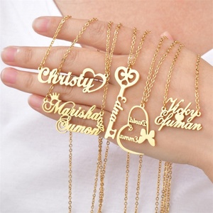 Wholesale Personalized Letter Dangle Charms <b>Statement</b> <b>Necklaces</b> Gold Plated Stainless Steel Custom Logo Name Pendant <b>Necklace</b> - Product Image 1