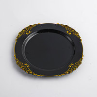 Assiettes en plastique Garniture en feuille d'or/d'argent Jetable de luxe Bord surélevé avec feuille d'or Détaillant la vaisselle pour la fête de mariage