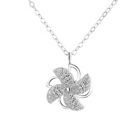 ACME Pendentif à breloque moulin à vent rotatif en CZ en argent sterling 925 Collier de tennis de luxe pour femme Chaîne en acier plaqué or Cadeau