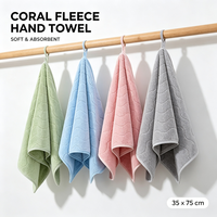 Serviette en microfibre tissée en polaire corail 35x75cm 80g/pièce Jacquard Ondulé Séchage Rapide Super Absorbante avec Boucle de Suspension Luxe Adulte Cuisine