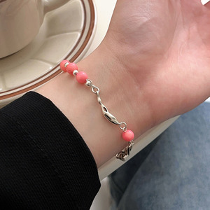 Yinruitai S925 Sterling Silver Coral <b>Beaded</b> <b>Bracelet</b> For Women Gift Jewelry - Product Image 1