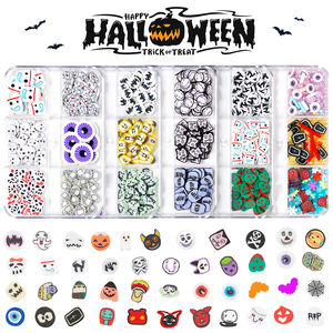 6 rejillas <span class=keywords><strong>para</strong></span> decoración de <span class=keywords><strong>uñas</strong></span> de Halloween, esqueletos horribles, <span class=keywords><strong>pegamento</strong></span> de bruja fantasma en rebanada de arcilla polimérica <span class=keywords><strong>para</strong></span> accesorios <span class=keywords><strong>para</strong></span> manualidades DIY - Product Image 1