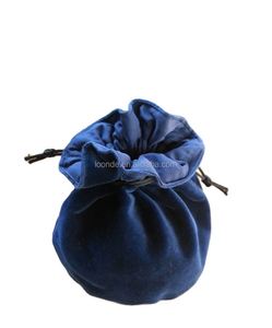Bolsa de terciopelo de fondo redondo azul de alta calidad para joyería - Product Image 1
