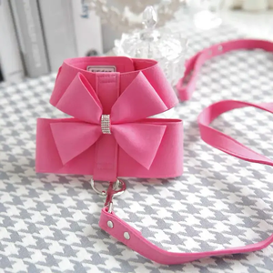 Bowknot <b>Pet</b> Dog <b>Harness</b> Soft Breathable Dog <b>Harnesses</b> with Walking Leash for Large Medium Small Dogs - Product Image 4