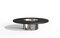 Table basse moderne laquée pour projet hôtelier européen, en panneau haute densité avec base métallique, couleur personnalisée, OEM pour salon de villa