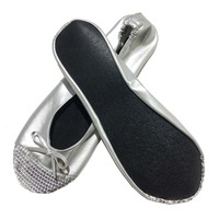 2023 gros Ballet pliable ballerines pliables plier jetable ballerine chaussures de danse pour femmes salle de bal noir Pu chaussures
