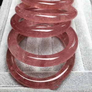 Good Luck Natural Gem Stone Strawberry Pink Jade Bangle braccialetti in cristallo di <span class=keywords><strong>quarzo</strong></span> <span class=keywords><strong>rosa</strong></span> per le donne - Product Image 5