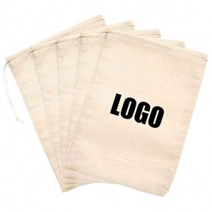 Bolsas de Lino Reciclado con Cordón, Bolsa de Almacenamiento de Tela Ecológica, Bolsa de Muselina, Bolsa de Yute con Cordón y Logotipo Personalizado - Product Image 3