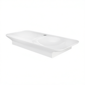 Lavabo mural Valet 111,3 cm blanc mat avec étagère gauche pour salle de bain - Product Image 3