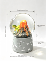 Globe à neige à thème dinosaure en résine polie avec impression numérique, scène de Noël, décoration pour boutique de cadeaux, vente en gros