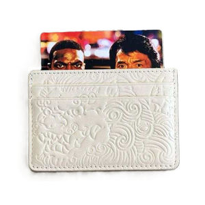 Porte-cartes de crédit gaufré pour femme, porte-cartes <span class=keywords><strong>blanc</strong></span>, portefeuille fin, portefeuille personnalisé en cuir de vachette véritable avec motif lion gaufré pour femme - Product Image 2