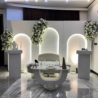 Arche lumineuse LED pour scène de mariage, support de fond blanc en PVC+acrylique pour la décoration d'événements de mariage