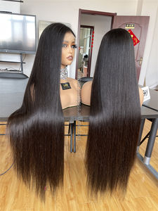 SHY Nueva Peluca Frontal de Encaje HD13*5 Sin Pegamento con Parte Media, Nudos Pequeños, Cabello Humano Virgen Europeo Pre-Desenredado, Estilo Liso para - Product Image 2