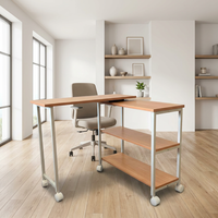 SG17 #   Bureau d'ordinateur moderne en bois avec hauteur réglable, fonction pliable et roulettes mobiles pour les étudiants, idéal pour l'étude, le bureau ou la maison