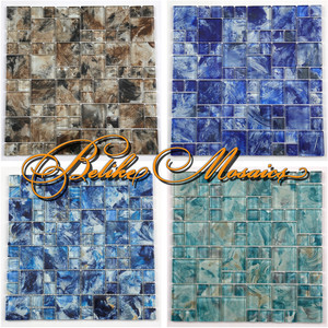 Carrelage en mosaïque de verre coloré, couverture murale, motif esthétique, piscine somptueuse, décor d'eau, Style exquis - Product Image 1