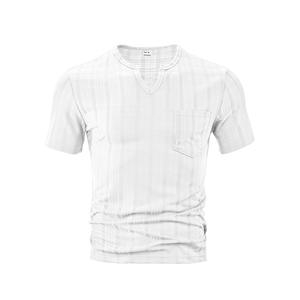 Chemise à manches courtes pour homme en coton, col en V, coupe ample, respirante, couleur unie, vêtement décontracté, tissu jacquard, taille M - Product Image 1