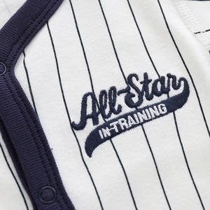 Mono de Manga Corta con Estampado de Rayas Blancas para Recién Nacido, Ropa de Bebé - Product Image 4