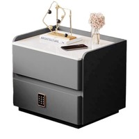 Table de chevet intelligente multifonctionnelle de luxe en acrylique avec rangement, chargeur sans fil et port USB pour chambre à coucher, style crème