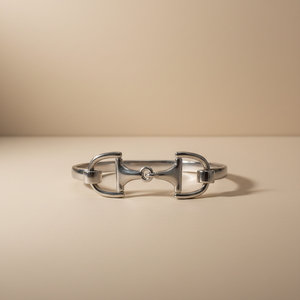 Hot Selling Rhodium Plated 925 Sterling Silver Bangle Heavy <strong>Snaffle</strong> Bit <strong>Bracelet</strong> - Product Image 3