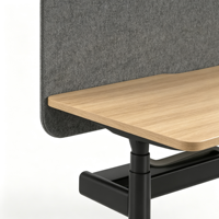 Bureau debout électrique moderne avec écran de confidentialité, bureau de travail en bois réglable en hauteur avec cloison acoustique pour bureau à domicile
