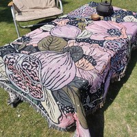 Vente en gros d'idées canapé élastique à impression personnalisée tissé jeter extérieur pique-nique jeter motifs personnalisés nappe camping couverture