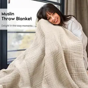 Муслиновое одеяло, 100% хлопковое летнее одеяло, большое покрывало для кровати, дивана, 6 слоев, газовое одеяло