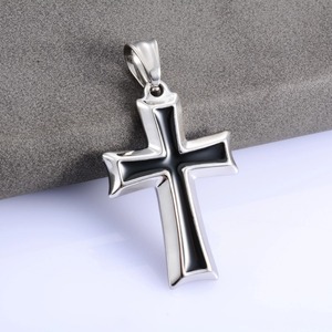 Collar con Colgante de Cruz de Acero Inoxidable de Moda para Mujer y Hombre, Amuletos Cristianos para Cadena, Gargantilla, Color Negro y Plateado, Accesorio de Joyería - Product Image 2