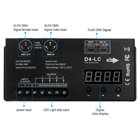 Decodificador RGBW de Alta Potencia de 4 Canales con Pantalla Digital, Voltaje Constante, DMX512, Dimmer LAMPOW LP-D4-LC 1152W, Entrada de 12-24V, 3 Años de Garantía