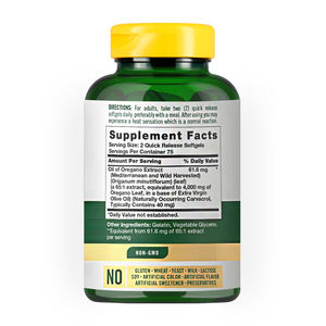 Suplemento de aceite de orégano personalizado debido a sus propiedades diuréticas que apoyan el sistema inmunológico Aceite de orégano Softgels 150 Softgels - Product Image 2