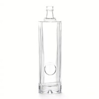 Botol Kaca Silinder Shang 680ml, Kuat untuk Penyimpanan Minuman Keras Whiskey Rum, Flask Premium Bening dengan Tutup Sekrup