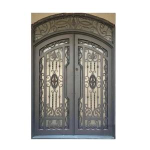 Portes de villa forgées, style vintage, extérieur avec verre, décorées d'arches, entrée rotative, fabrication au Vietnam, anneau principal, porte en fer européenne - Product Image 3