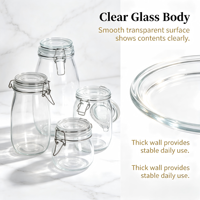 Bocaux Mason personnalisables avec logo TS, 500 ml/750 ml/1000 ml, en verre, pour le stockage alimentaire, avec couvercle à clipser, pour une utilisation en cuisine