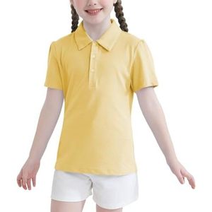 Camisa Polo Escolar para Niña, Estilo Preppy, Color Azul Claro, Manga Corta Abullonada, Tela Piqué - Product Image 2