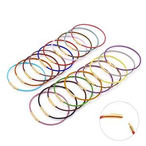 Modeschmuck <span class=keywords><strong>2</strong></span>,0 mm Stahlseilarmband mit 14K Goldknopf DIY Perlenarmreif Glücksbringer Paar Festival Geschenk Armband - Product Image 4