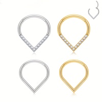 Or G23 titane CZ amour coeur faux nez anneau nez anneaux pour femmes coeur Zircon vis nez Piercing bijoux